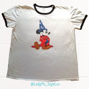 Harveys Seatbelt Fantasia Disney Sorcerer Mickey Ringer T-Shirt EUC 3XL